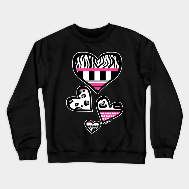 Hot Pink Y2K Busy Stripes Crewneck Sweatshirt by Jan Grackle
